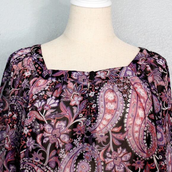 APT 9 Pink/Purple Paisley Sheer Blouse Size XL - Picture 2 of 9
